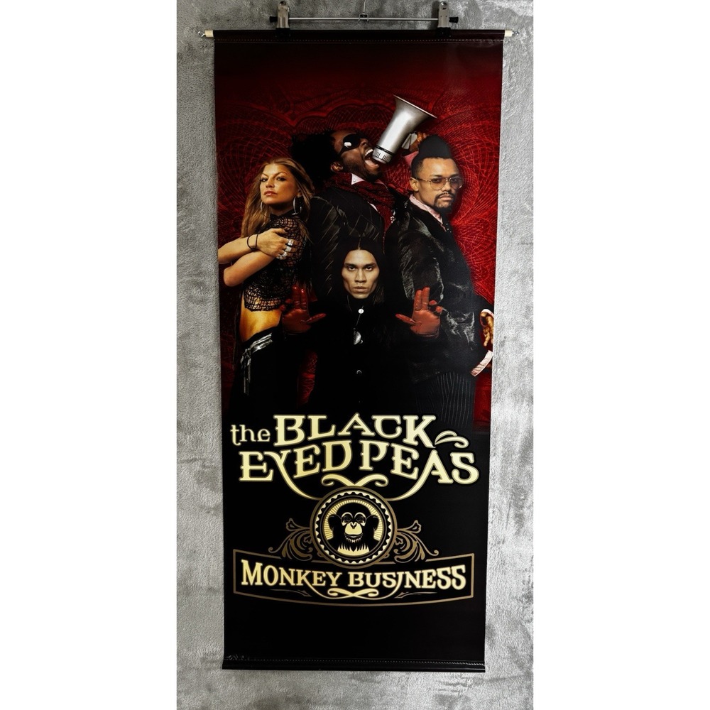 Black‎ Eyedpeas VINYL PROMO BANNER POSTER Monkey Business 2 sided original 18x41